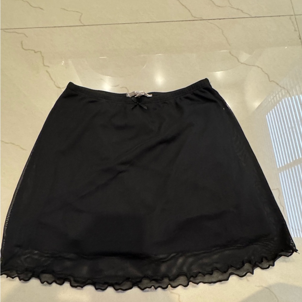 See You Monday Black Mini A-Line Skirt Tiny Bow in Front